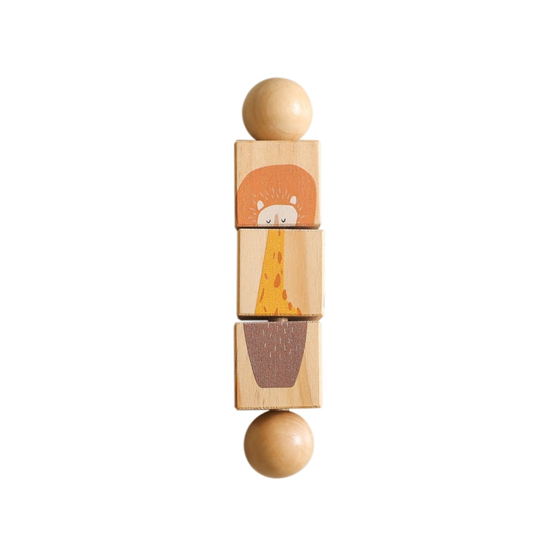 Montessori Wooden Rotating Puzzle Baby Rattle Soothing Animal Blocks Matching Toy For Newborn Babie 5