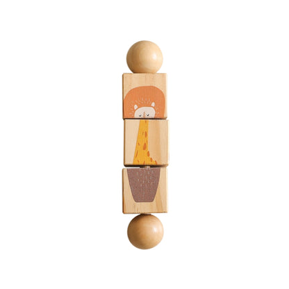 Montessori Wooden Rotating Puzzle Baby Rattle Soothing Animal Blocks Matching Toy For Newborn Babie 5