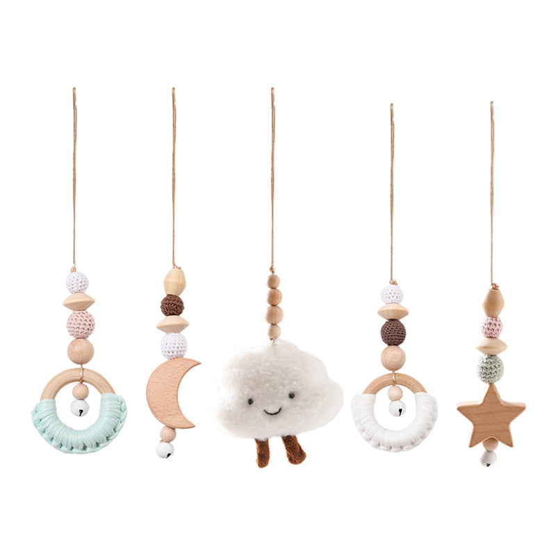 Decorative Baby Rattle Pendant For Crib Stroller Cartoon Cloud Baby Play Gym Set Soft Cotton Sensor 5