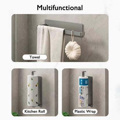 Self Adhesive Kitchen Paper Holder No Drill Towel Toilet Roll Holder Cabinet Bathroom Tissue Rack 2