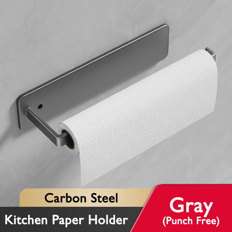 Self Adhesive Kitchen Paper Holder No Drill Towel Toilet Roll Holder Cabinet Bathroom Tissue Rack 7