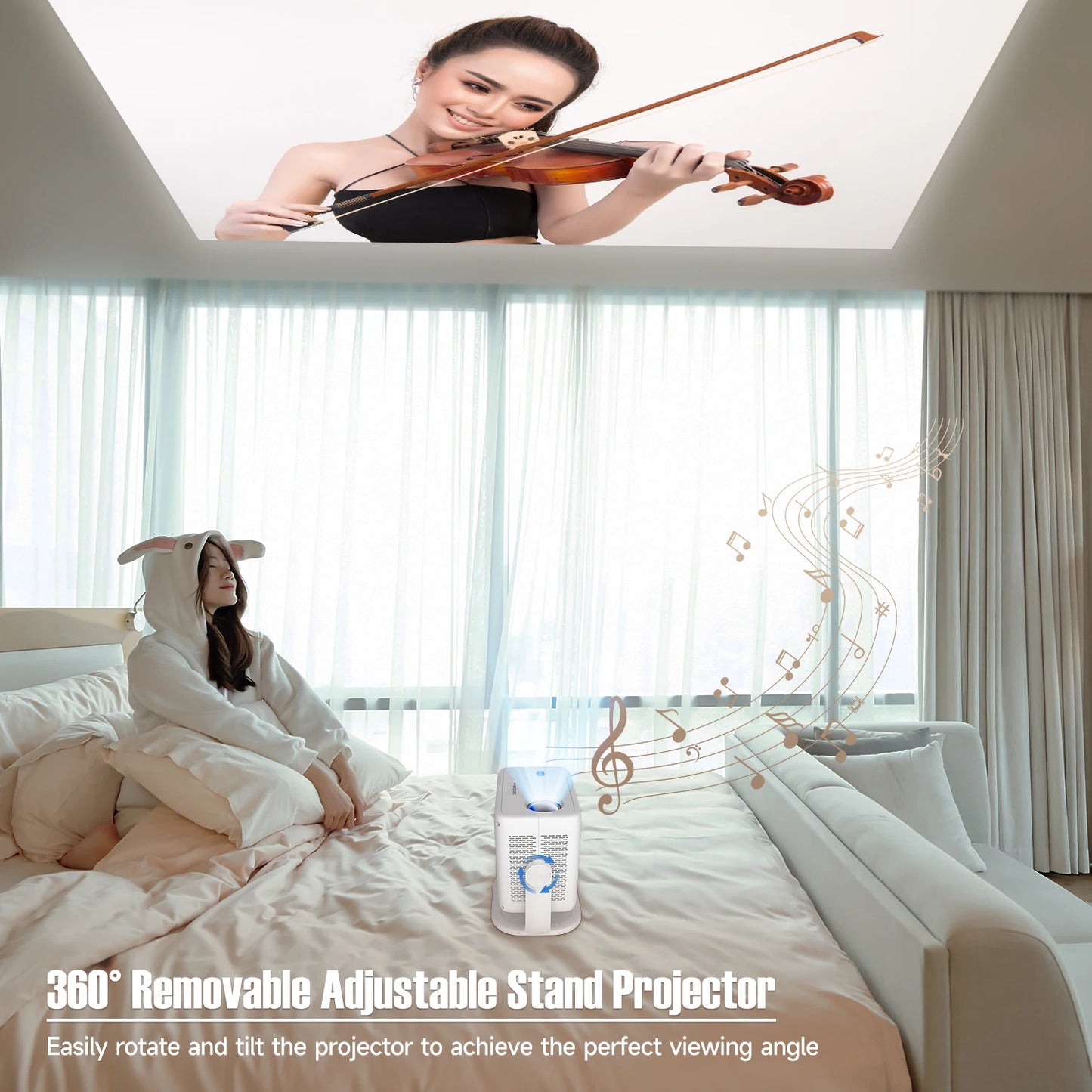 Portable Outdoor Projector Native Android Auto Keystone Focus 2
