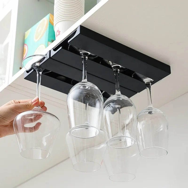 Kitchen Cabinet Hanging Wine Glass Rack MultiFunction Goblet Holder Shelf Stemware Classification 1