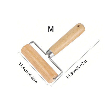 Premium Wood Rolling Pin with Handle, Kitchen Dough Roller for Pastry, Pizza, Pasta Baking