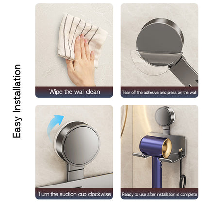 Suction Cup Hair Dryer Holder Wall Mounted Self Adhesive Cradle Stand For Dyson Hairdryer Bathroom  3