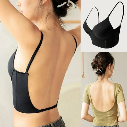 Sexy Lingerie with Transparent Strap Push Up Strapless Underwear, Women Invisible Bra Deep U Plunge Bras Backless Top