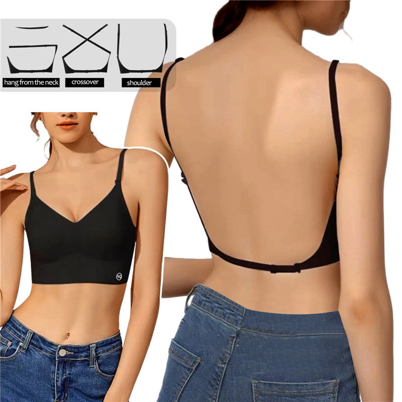 Sexy Lingerie With Transparent Strap Push Up Strapless Underwear Women Invisible Bra Deep U Plunge  4