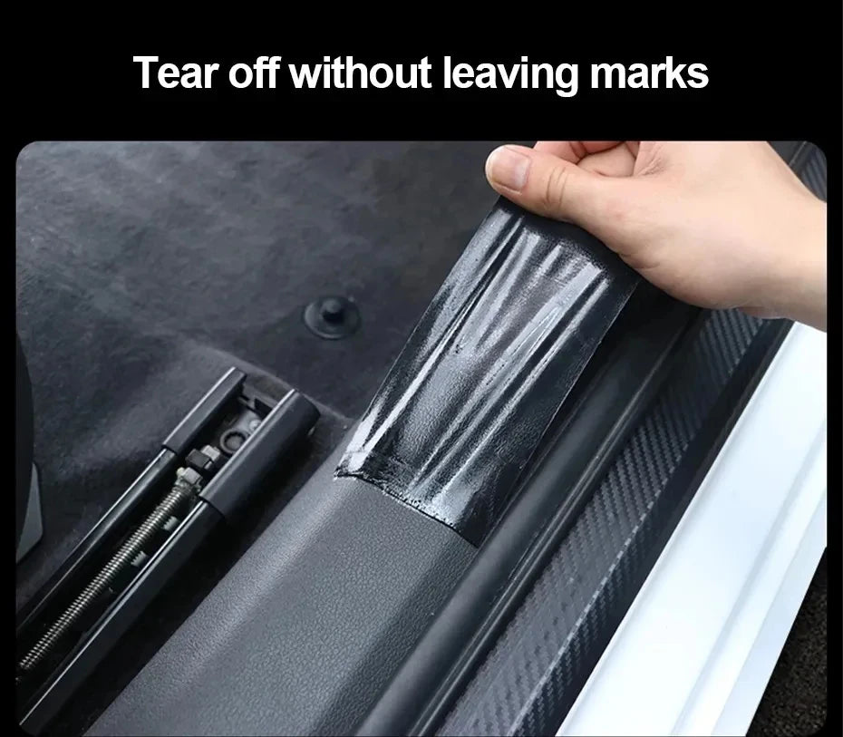 Carbon Fiber Sticker Paste, Anti Scratch Waterproof Film, Matte Black Nano Sticker for Car Threshold Protection