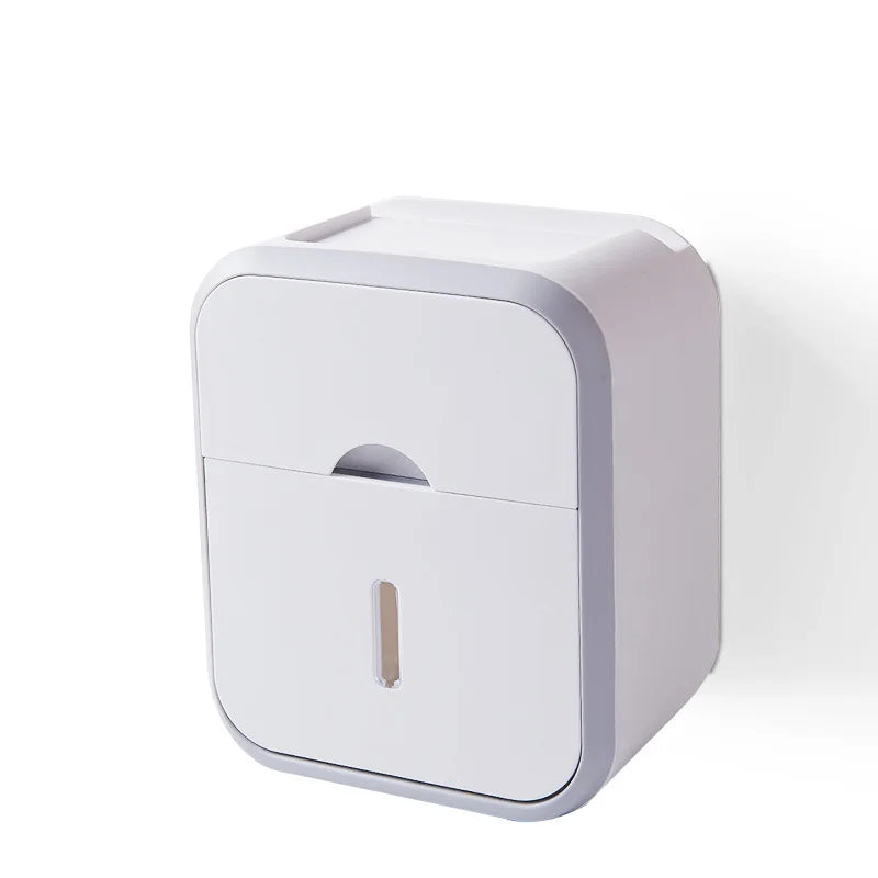 Waterproof Toilet Paper Storage Box Organizer High Capacity Dustproof Punchfree Wall Mounted For Ba 6