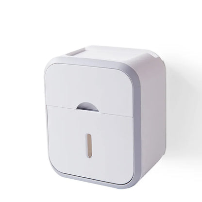 Waterproof Toilet Paper Storage Box Organizer High Capacity Dustproof Punchfree Wall Mounted For Ba 6
