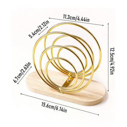 Stylish Napkin Organizer Stand with Wooden Base Metal Tissue Holder for Elegant Tabletop Decoration