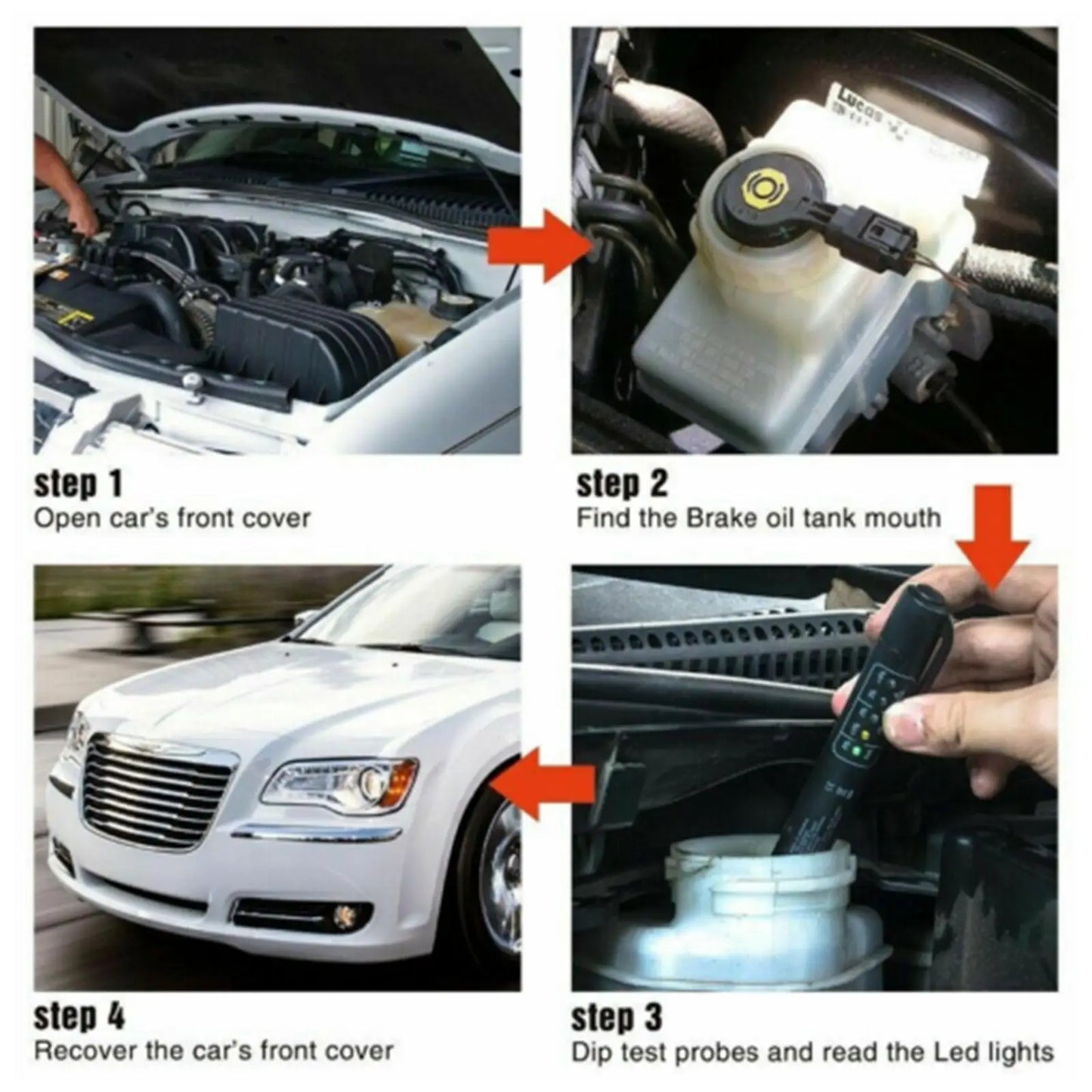 Universal Brake Fluid Tester, Accurate Oil Quality Diagnostic Tools, LED Indicator Liquid Testing Pen