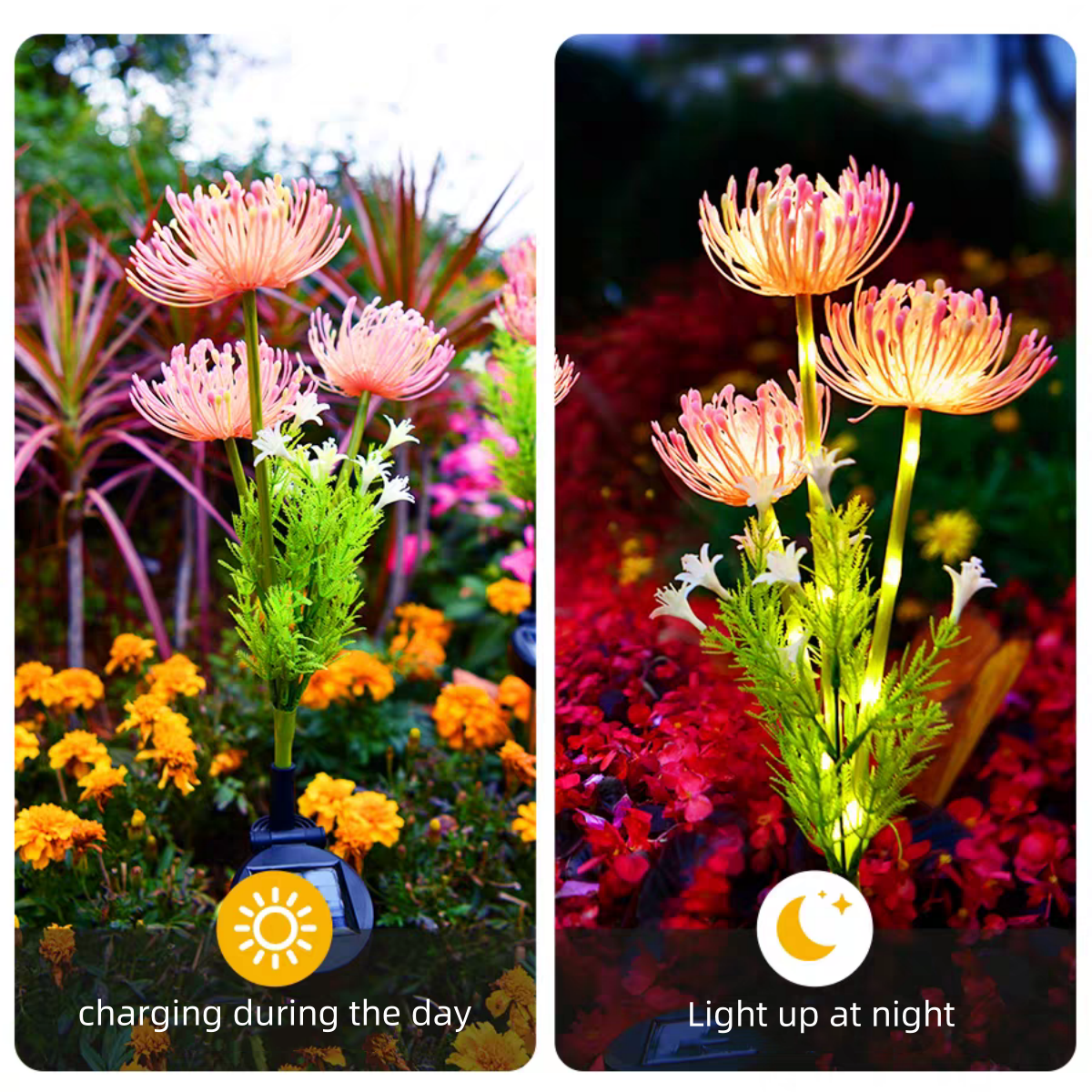 Solar Powered Shore Flower Ground Lamp Waterproof Outdoor Courtyard Lawn Decoration 2