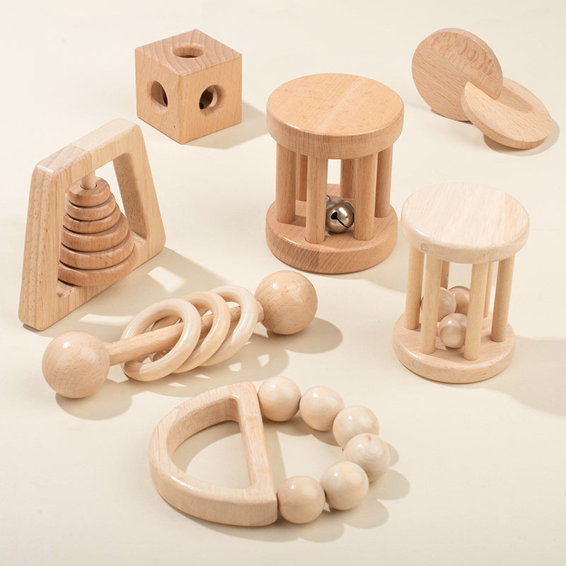 Wooden Montessori Toys, Baby Rattle Set, Safe Food Grade Rattle, Toddler Gift
