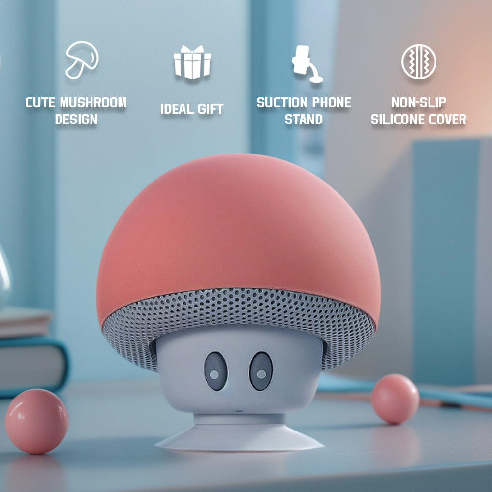 Mushroom Shape Cute Cartoon Bluetooth Speaker Mini Dustproof Suction Cup Birthday Gift For Kids And 1