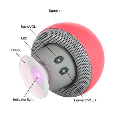Mushroom Shape Cute Cartoon Bluetooth Speaker Mini Dustproof Suction Cup Birthday Gift For Kids And 5