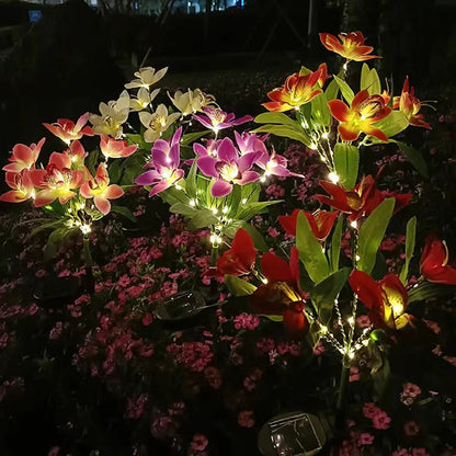 Outdoor Lamp for Patio Lawn Garden, Solar Orchid Flower Lights for Weddings