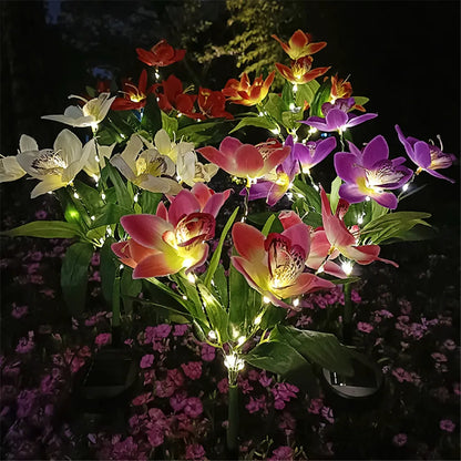 Outdoor Lamp for Patio Lawn Garden, Solar Orchid Flower Lights for Weddings
