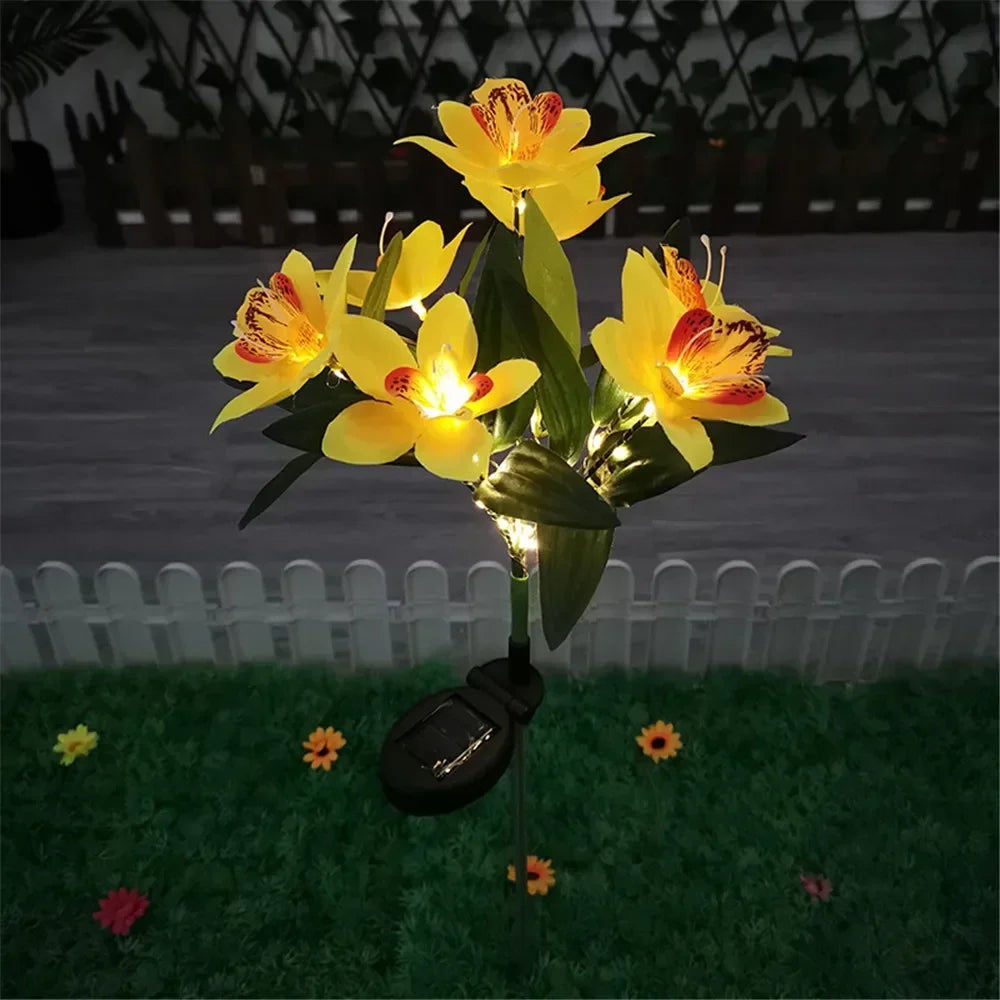 Outdoor Lamp for Patio Lawn Garden, Solar Orchid Flower Lights for Weddings