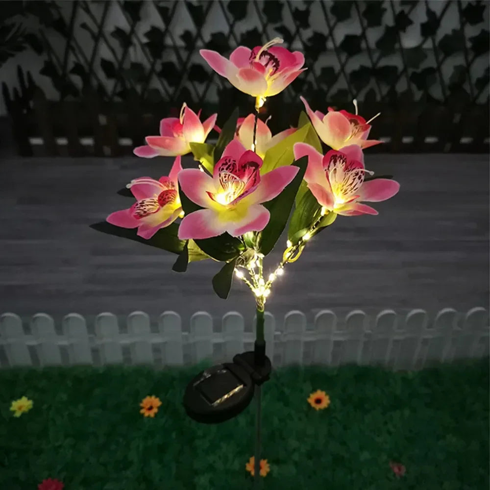 Outdoor Lamp for Patio Lawn Garden, Solar Orchid Flower Lights for Weddings