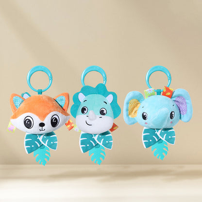 Soft Plush Baby Toy Cartoon Animal Hanging Rattle, Crib and Car Seat Travel Toy with Wind Chimes Gift