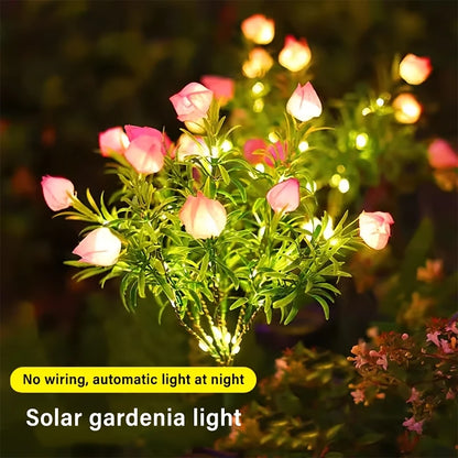 Solar Garden Lamp With Warm White Artificial Flower For Garden Lawn Lighting 2