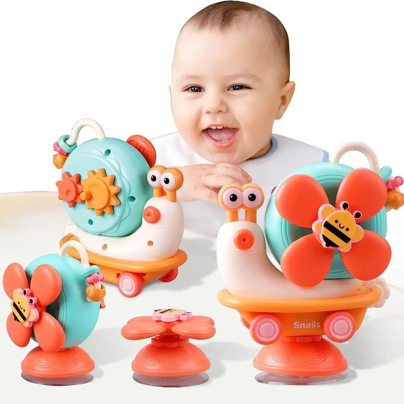 Baby Toy with Sucker Rotation, Montessori Inspired High Chair Toy, Suction Cups Spinner for Newborn Gifts