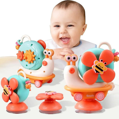 Baby Toy with Sucker Rotation, Montessori Inspired High Chair Toy, Suction Cups Spinner for Newborn Gifts