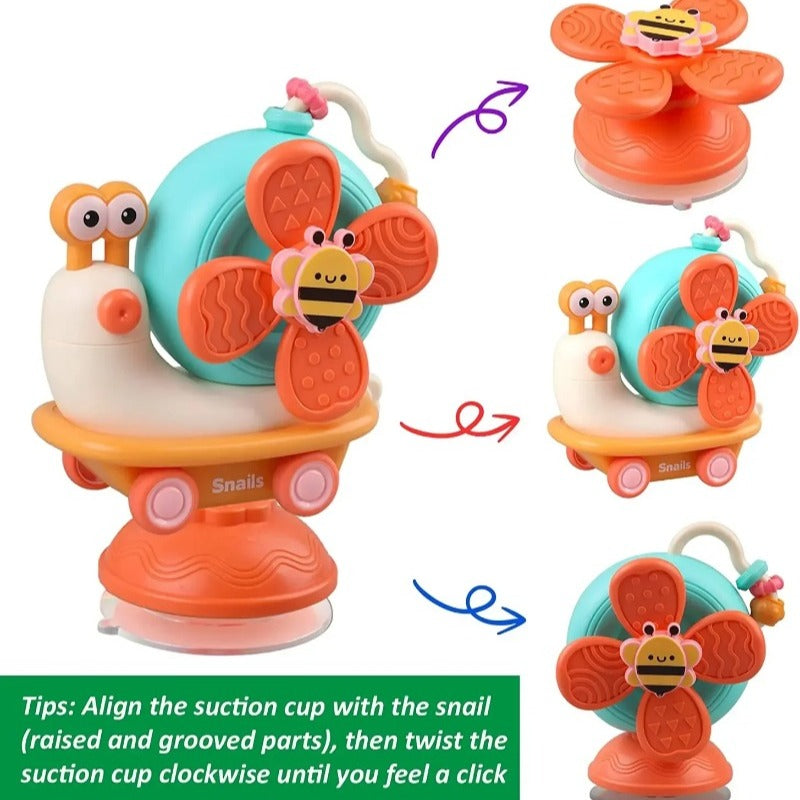 Baby Toy with Sucker Rotation, Montessori Inspired High Chair Toy, Suction Cups Spinner for Newborn Gifts