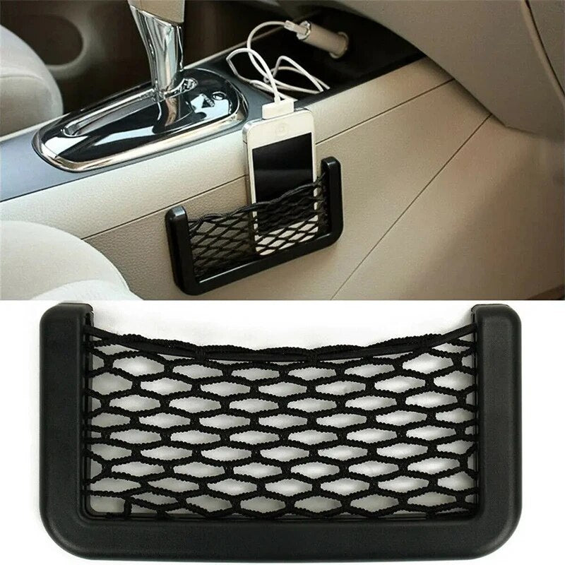 Auto Seat Side Storage Bag Phone Net Pocket Holder, Elastic Flexible Mesh Car Storage Pocket for Sundries