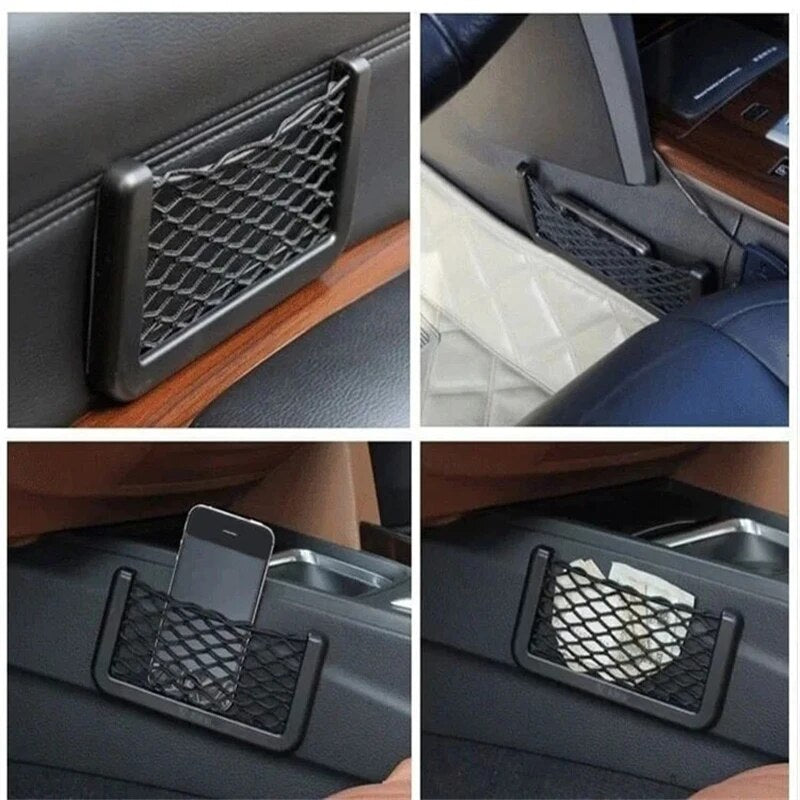 Auto Seat Side Storage Bag Phone Net Pocket Holder Elastic Flexible Mesh Car Storage Pocket For Sun 2