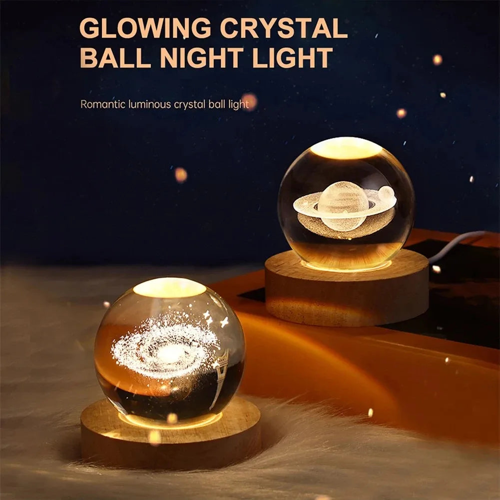 Galaxy and Planetary Projections USB Night Light, Unique Crystal Ball Lamp for Cozy Atmosphere
