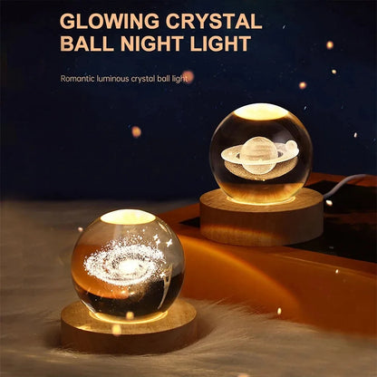 Galaxy and Planetary Projections USB Night Light, Unique Crystal Ball Lamp for Cozy Atmosphere