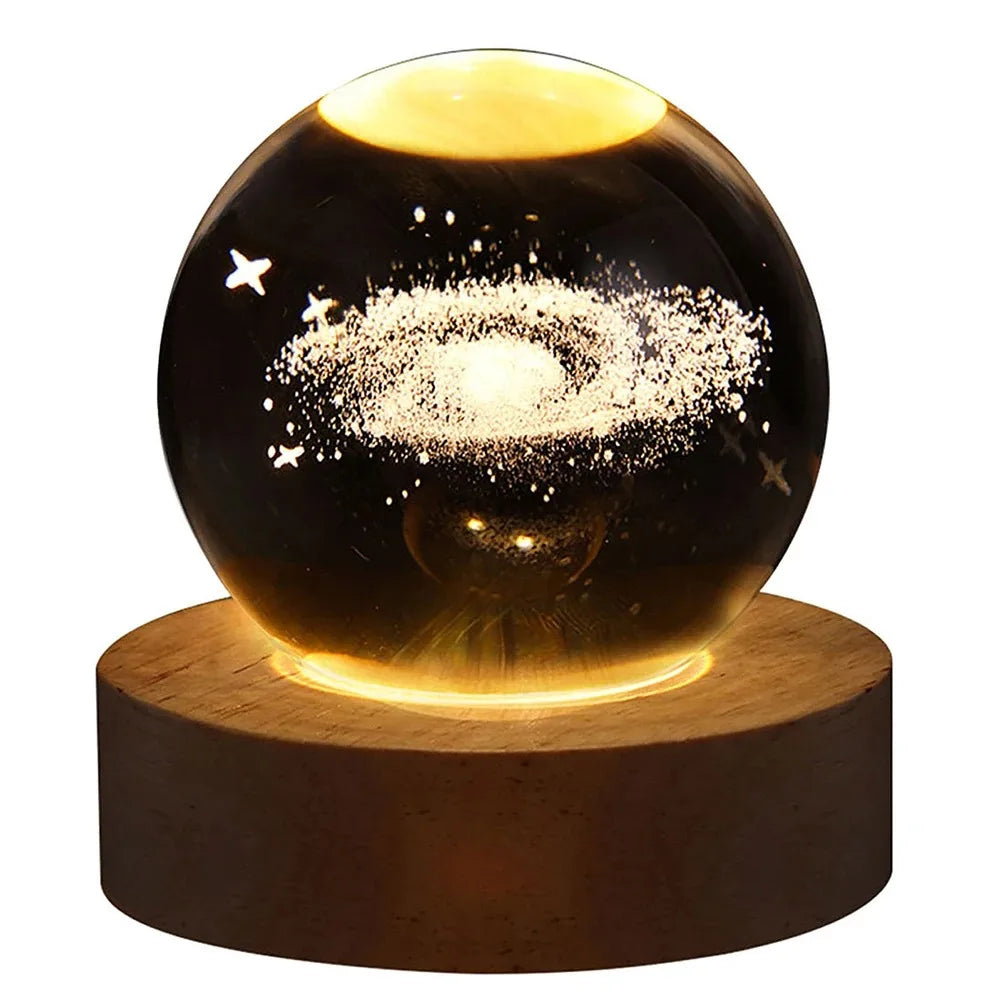 Galaxy and Planetary Projections USB Night Light, Unique Crystal Ball Lamp for Cozy Atmosphere