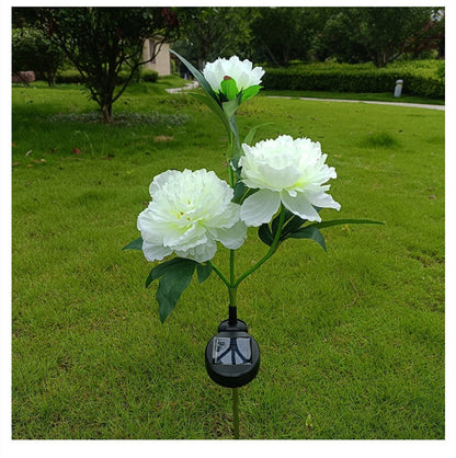 Pink Solar Garden Lights Waterproof 3 Head Peony Flowers Lamps For Yard Outdoor Pathway Christmas L