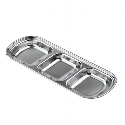 Stainless Steel 3compartment Dip Tray BBQ Seasoning Sauce Tray Restaurant Cutlery For Sauces  Spice 1