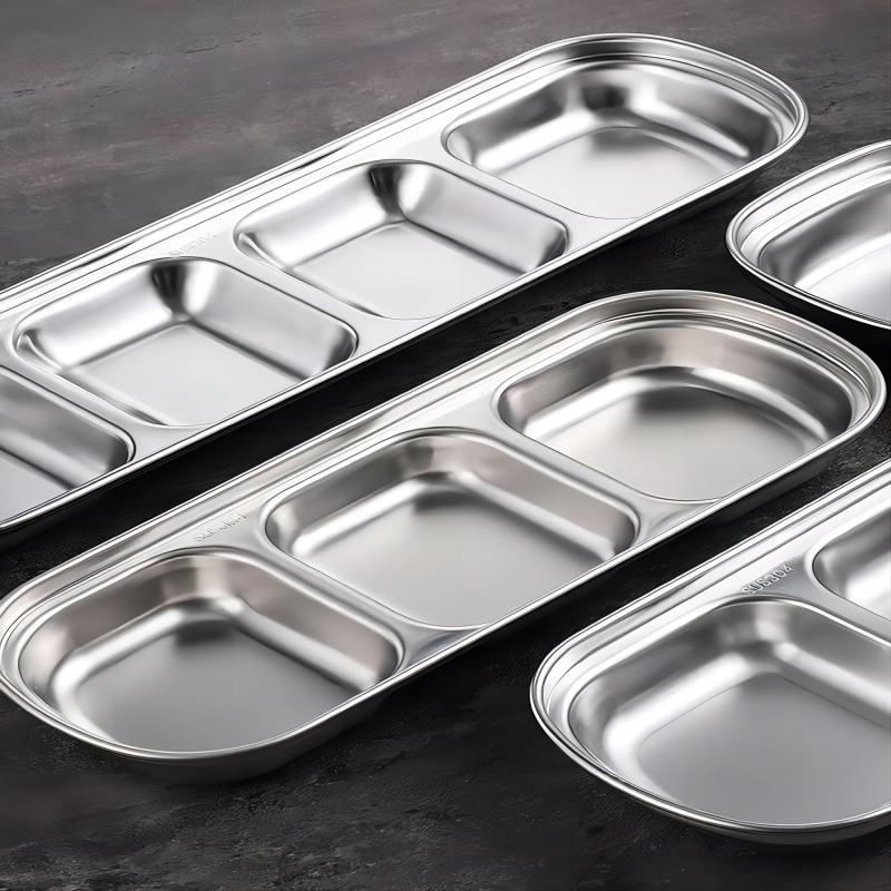 Stainless Steel 3compartment Dip Tray BBQ Seasoning Sauce Tray Restaurant Cutlery For Sauces  Spice 3