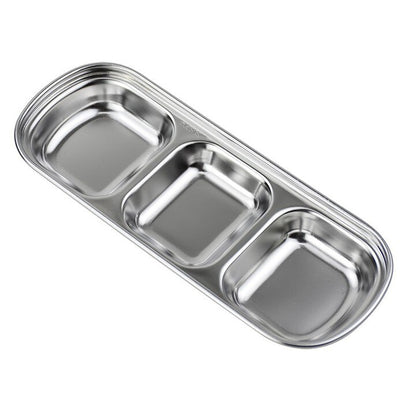 Stainless Steel 3compartment Dip Tray BBQ Seasoning Sauce Tray Restaurant Cutlery For Sauces  Spice 4