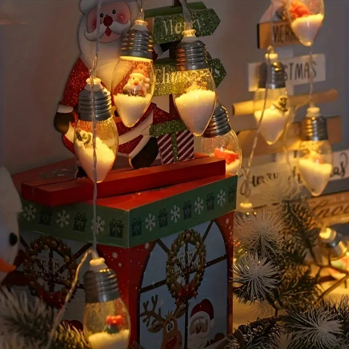 LED Christmas Snowball Clear Bulb Lights Santa Claus Snowman Tree Gift Decor 5