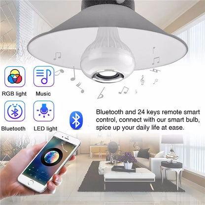 Music Bulb Bluetooth Speaker, Wireless Light Bulb with Remote Control, Color Changing LED Bulb for Bedroom