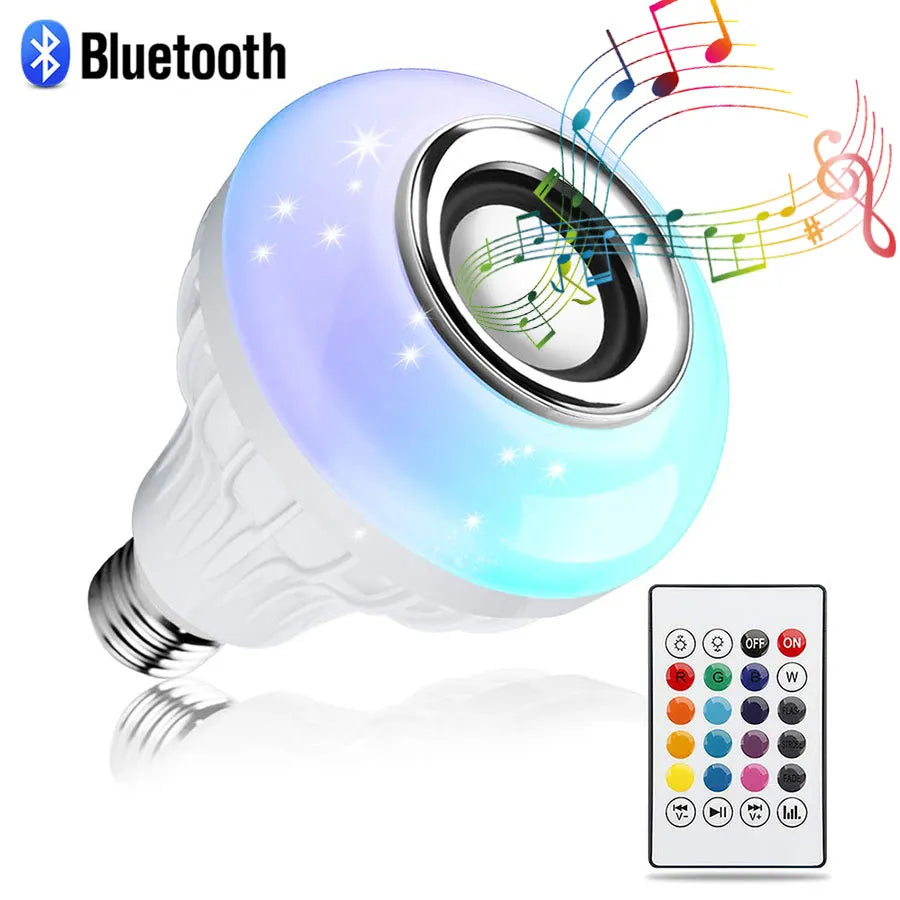 Music Bulb Bluetooth Speaker, Wireless Light Bulb with Remote Control, Color Changing LED Bulb for Bedroom