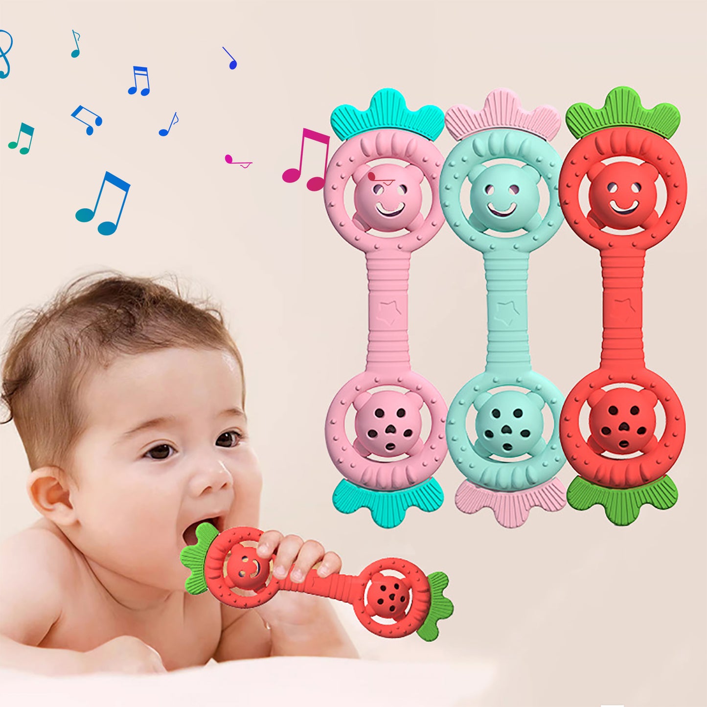 Water Boiling Grinding Tooth Stick Silicone Strawberry Teddy Bear Toy
