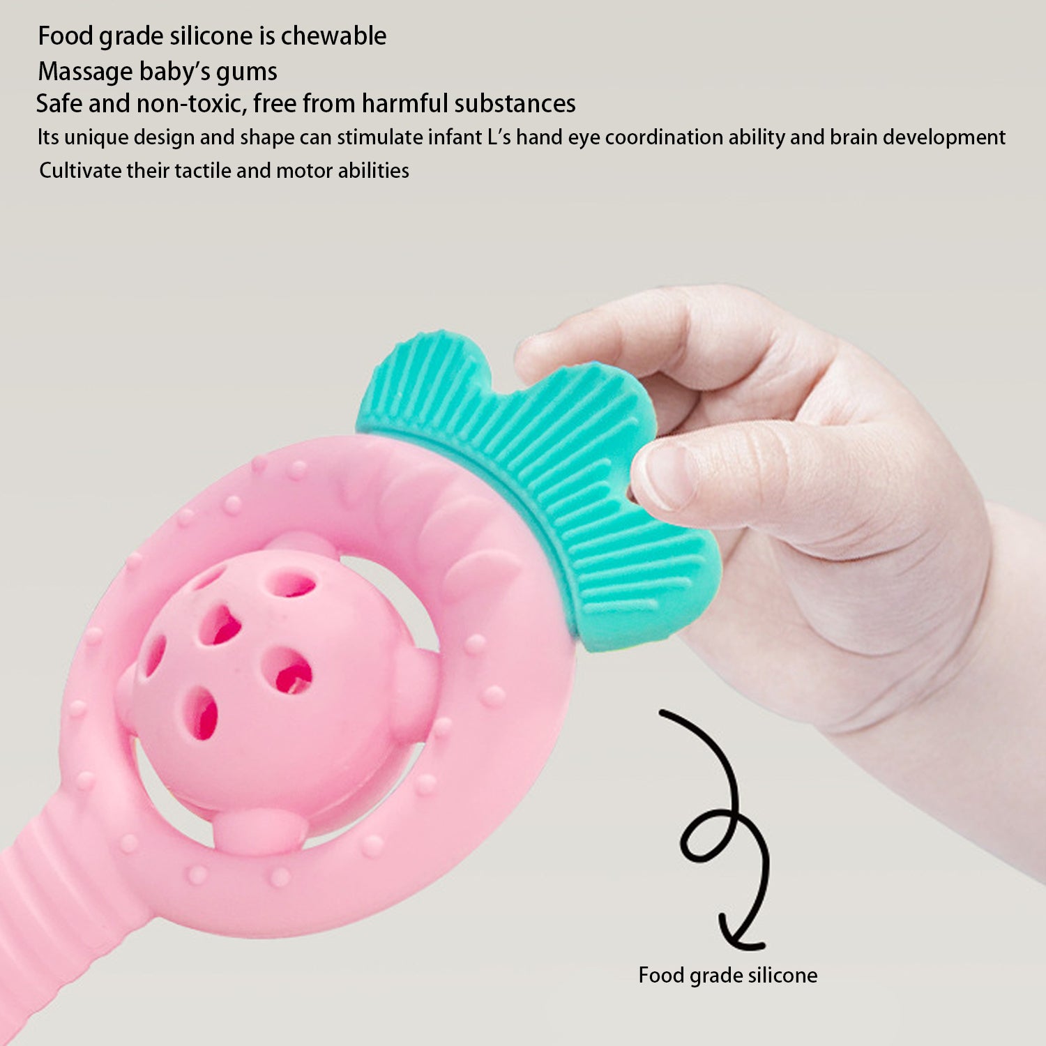 Water Boiling Grinding Tooth Stick Silicone Strawberry Teddy Bear Toy