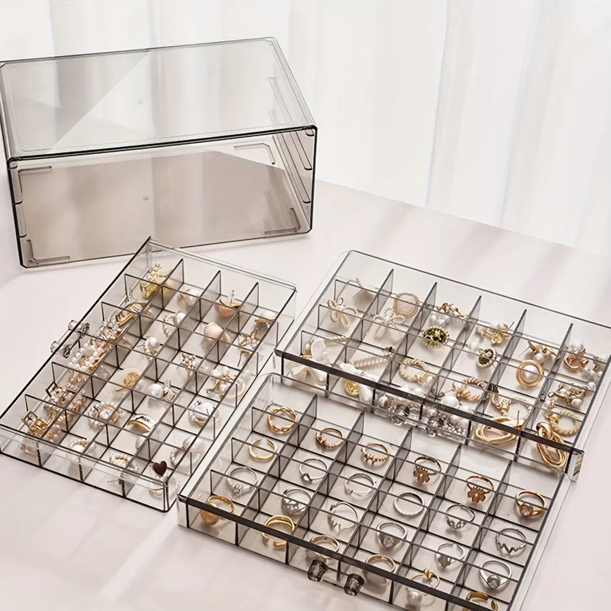 Jewelry Storage Box Organizer For Rings Earrings And Necklaces Elegant Large Capacity Practical Jew 1