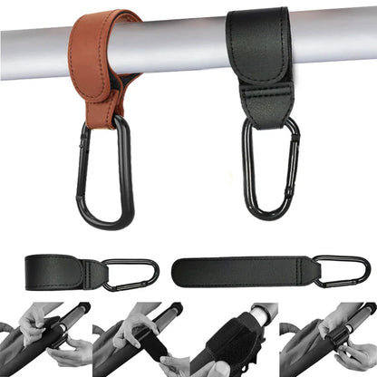 Leather Adjustable Pram Hook, Organizer for Diaper Bags and Stroller Accessories