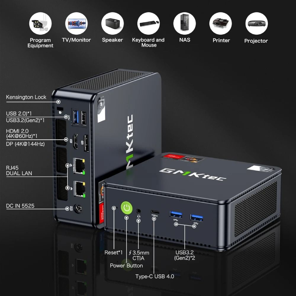 GMKtec M6 Mini PC AMD R5 6600H Compact Desktop Computer 16GB DDR5 512GB SSD WiFi 6E 3