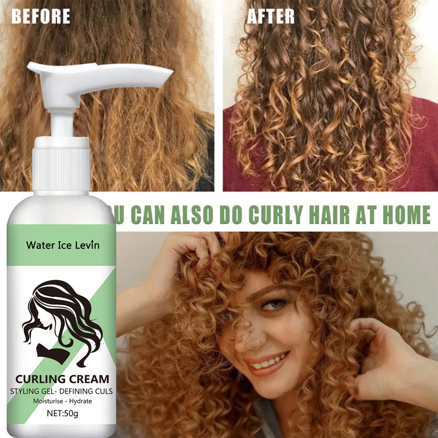 Easy-to-Set Curly Hair Styling Cream, Moisturizing, Enhances Elasticity and Shine