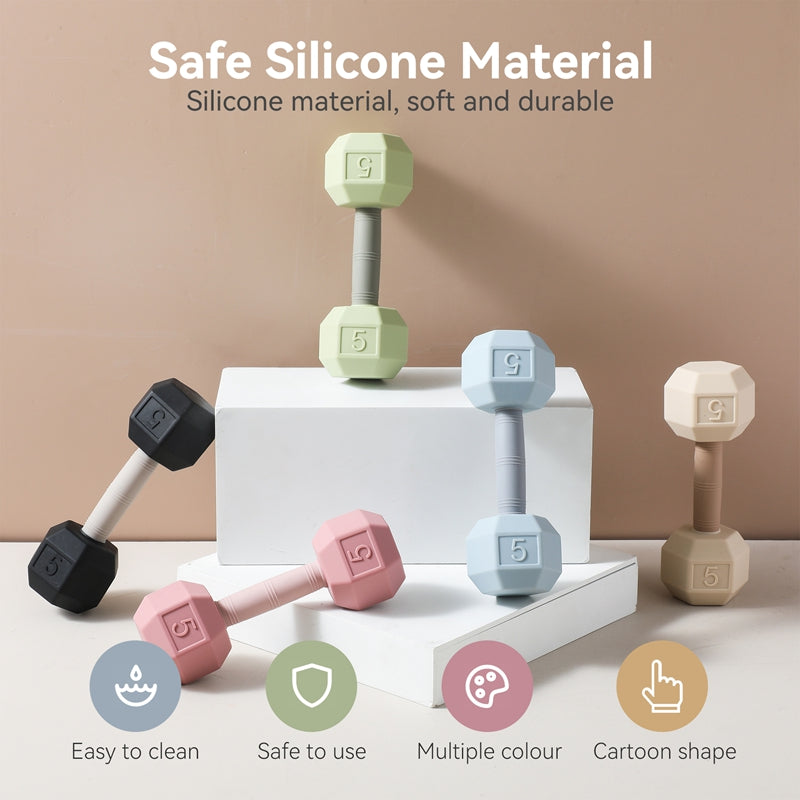 Silicone Baby Teething Cartoon Dumbbell Rattle, Sensory Cognitive Toys, Music Bell, Baby Crib Toys, Perfect Baby Gifts