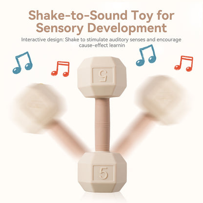 Silicone Baby Teething Cartoon Dumbbell Rattle, Sensory Cognitive Toys, Music Bell, Baby Crib Toys, Perfect Baby Gifts