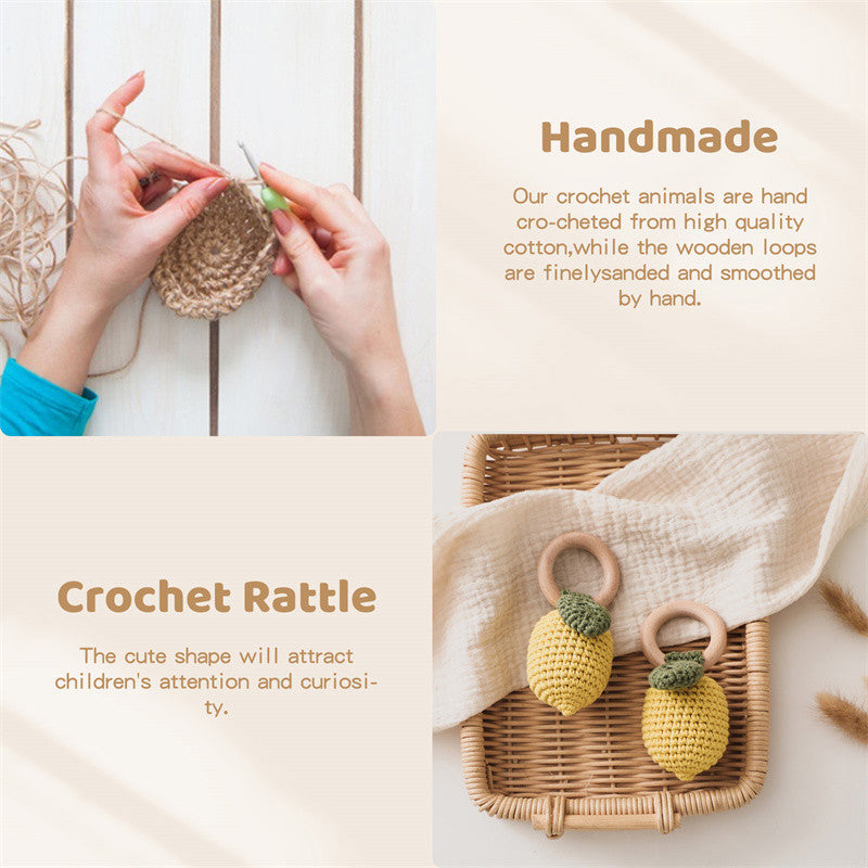 Cotton Music Toys Baby Teether Crochet Lemon Rattle Gift 2